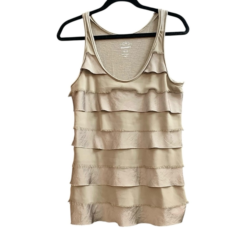 Old Navy layered ruffled tank tan Size M